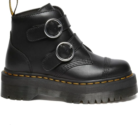 Dr. Martens Black Platform Shoes with Buckle Straps - Picture 11 of 11
